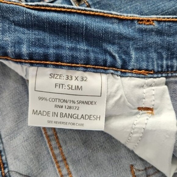 Ring of Fire Jeans Men's Size W33 L32 Straight Leg Slim Fit Med Wash Stretch - Picture 7 of 16